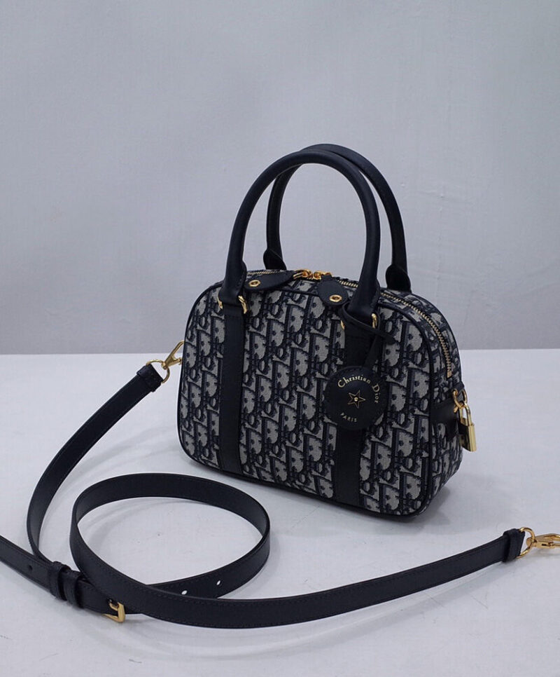Christian Dior Medium D-Vibe Bowling Bag Dark Blue